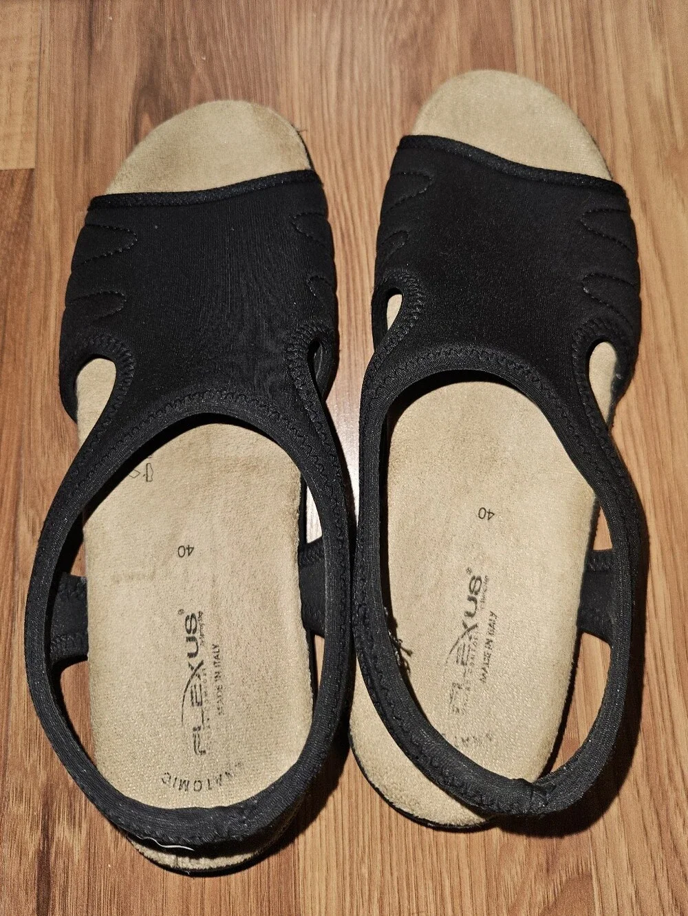 Flexus by Spring Step Nyaman Black Comfort Slingback Sandals Made In Italy